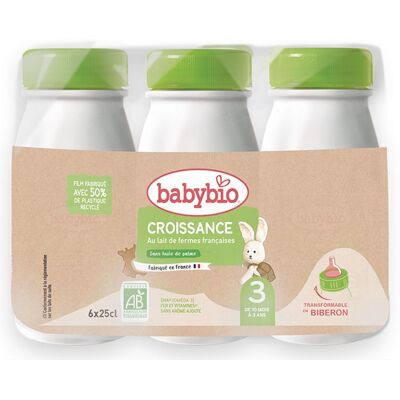 BABYBIO Lait de croissance pour nourisson 3 De 10 mois à ans 6x250 ml - Publicité BABYBIO Lait de croissance pour nourisson 3 De 10 mois à ans 6x250 ml - Publicité