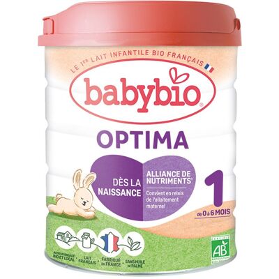 BABYBIO Optima 1 Lait pour nourisson premier âge en poudre Poudre 800 g - Publicité BABYBIO Optima 1 Lait pour nourisson premier âge en poudre Poudre 800 g - Publicité