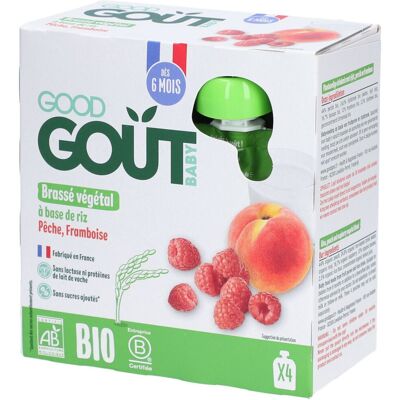Good Goût Brassé Végétal Riz Pêche Framboise Aliment 340 g - Publicité Good Goût Brassé Végétal Riz Pêche Framboise Aliment 340 g - Publicité