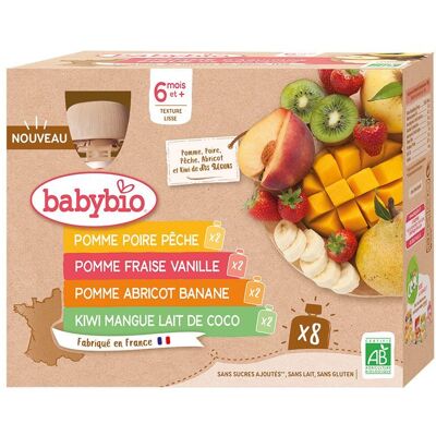 Babybio Gourdes Multi-fruits bio 6M+ - Alimentation bébé - Publicité Babybio Gourdes Multi-fruits bio 6M+ - Alimentation bébé - Publicité