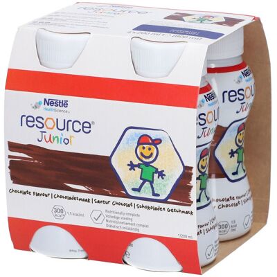 Resource Junior Chocolade 4x200ml - Complément alimentaire - Publicité Resource Junior Chocolade 4x200ml - Complément alimentaire - Publicité