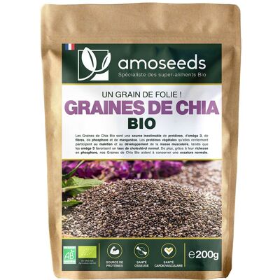 Amoseeds Graines de chia bio Aliment 200 g - Publicité Amoseeds Graines de chia bio Aliment 200 g - Publicité