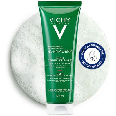 Vichy Normaderm - Nettoyant Visage 3-en-1, Masque & Gommage - Peau sensible - Publicité Vichy Normaderm - Nettoyant Visage 3-en-1, Masque & Gommage - Peau sensible - Publicité