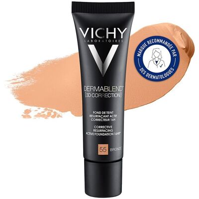 Vichy Dermablend 3D Correction Fond de Teint - Teinte 55 Bronze - Correctrice Lissante SPF 25 - Publicité Vichy Dermablend 3D Correction Fond de Teint - Teinte 55 Bronze - Correctrice Lissante SPF 25 - Publicité