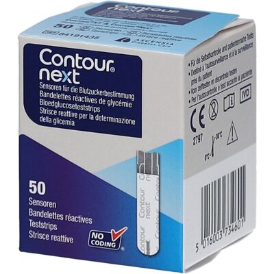 Bandes de test de glucose Bayer Contour Next - Mesure de la glycémie - Publicité Bandes de test de glucose Bayer Contour Next - Mesure de la glycémie - Publicité