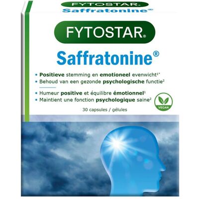 Fytostar Saffratonin – Pour une Attitude Positive Complément Alimentaire en cas de Stress ou Sentiments Négatifs Capsule(S) 30 pc(s) - Publicité Fytostar Saffratonin – Pour une Attitude Positive Complément Alimentaire en cas de Stress ou Sentiments Négatifs Capsule(S) 30 pc(s) - Publicité
