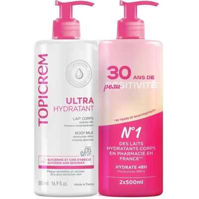 TOPICREM Ultra-Hydratatant Lait Corps 2x500 ml - Publicité TOPICREM Ultra-Hydratatant Lait Corps 2x500 ml - Publicité