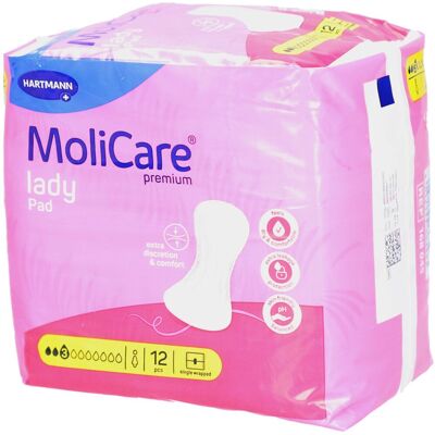 Hartmann MoliCare® Premium lady Pad 3 gouttes Protections pour incontinence 12 pc(s) - Publicité Hartmann MoliCare® Premium lady Pad 3 gouttes Protections pour incontinence 12 pc(s) - Publicité