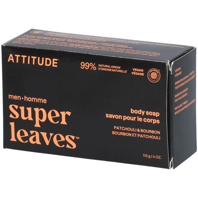 ATTITUDE Super Leaves Men Savon pour le Corps Patchouli et Bourbon 113 g - Publicité ATTITUDE Super Leaves Men Savon pour le Corps Patchouli et Bourbon 113 g - Publicité