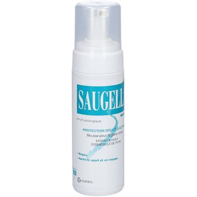 Saugella - Mousse Antiseptique Soin lavant pour rétablir l’équilibre de la zone intime à base d'extrait thym Apaise les irritations et démangeaisons intimes Flacon pompe 150 ml Vaginale - Publicité Saugella - Mousse Antiseptique Soin lavant pour rétablir l’équilibre de la zone intime à base d'extrait thym Apaise les irritations et démangeaisons intimes Flacon pompe 150 ml Vaginale - Publicité