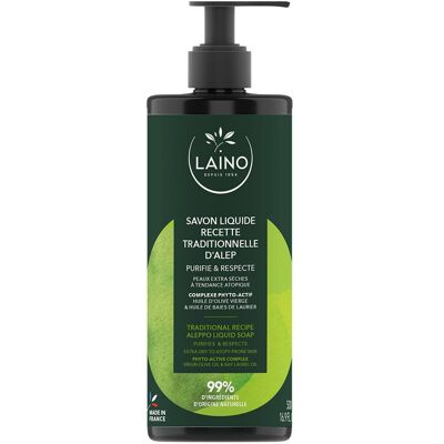 Savon Liquide Olive Laurier Laino - Soin Peau Sensible - Publicité Savon Liquide Olive Laurier Laino - Soin Peau Sensible - Publicité