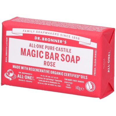 Savon Rose Dr. Bronner's (140g) - Publicité Savon Rose Dr. Bronner's (140g) - Publicité