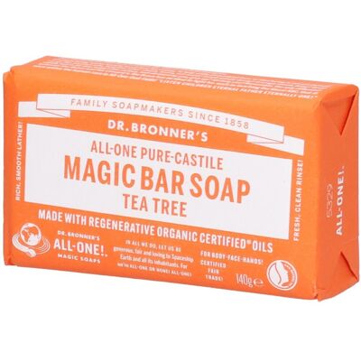 Dr. Bronner's Tea Tree Pure-Castile Magic Bar Soap Savon 140 g - Publicité Dr. Bronner's Tea Tree Pure-Castile Magic Bar Soap Savon 140 g - Publicité