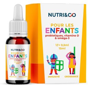 Nutri&Co Probiotiques Vitamine D Omega 3 pour Enfants - 15ml - Publicité Nutri&Co Probiotiques Vitamine D Omega 3 pour Enfants - 15ml - Publicité