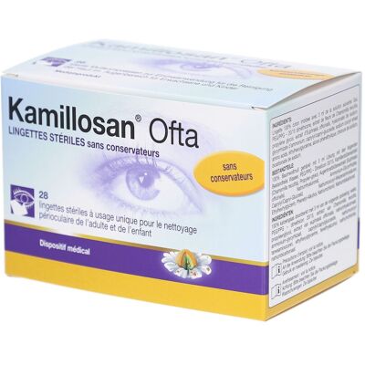 Meda Pharma Kamillosan Ofta Compresses - 28 compresses pour nettoyage périoculaire - Publicité Meda Pharma Kamillosan Ofta Compresses - 28 compresses pour nettoyage périoculaire - Publicité