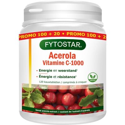 Fytostar Vitamine C Acerola 1000mg - Soutien Immunitaire - Publicité Fytostar Vitamine C Acerola 1000mg - Soutien Immunitaire - Publicité