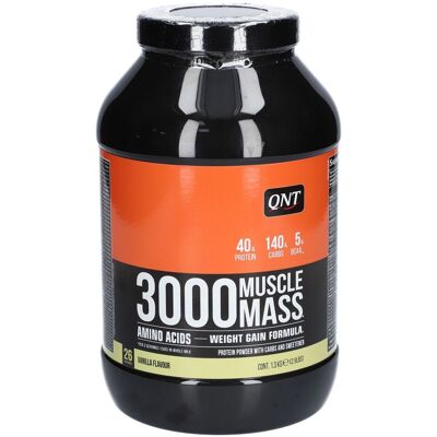 QNT Muscle Mass 3000 Vanille Poudre et Solvant - Supporte la Croissance Musculaire - Publicité QNT Muscle Mass 3000 Vanille Poudre et Solvant - Supporte la Croissance Musculaire - Publicité