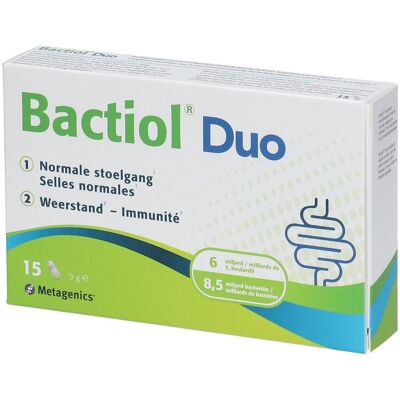 Metagenics Bactiol Duo - Soutien digestif et immunitaire - 15 capsules - Publicité Metagenics Bactiol Duo - Soutien digestif et immunitaire - 15 capsules - Publicité