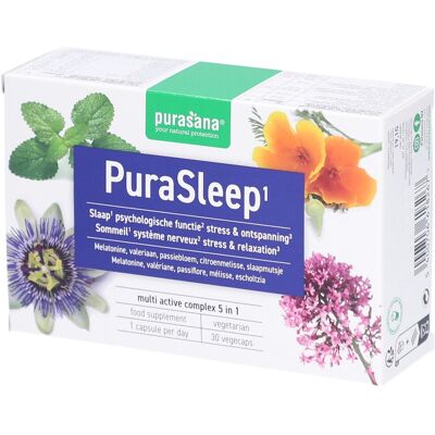 Purasana PuraSleep 30 Capsules Végétariennes - Soutien au sommeil - Publicité Purasana PuraSleep 30 Capsules Végétariennes - Soutien au sommeil - Publicité
