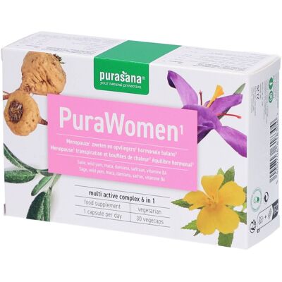 Purasana Purawomen 30 Gélules Végétariennes - Soutient la transition ménopausique - Publicité Purasana Purawomen 30 Gélules Végétariennes - Soutient la transition ménopausique - Publicité