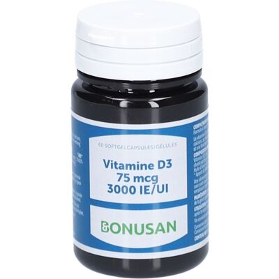 Bonusan Vitamine D3 75 mcg / 3000 UI Capsule(S) 60 pc(s) - Publicité Bonusan Vitamine D3 75 mcg / 3000 UI Capsule(S) 60 pc(s) - Publicité