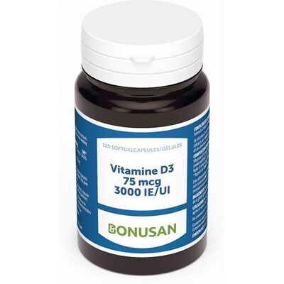 BONUSAN Vitamine D3 75mg Capsule(S) 120 pc(s) - Publicité BONUSAN Vitamine D3 75mg Capsule(S) 120 pc(s) - Publicité