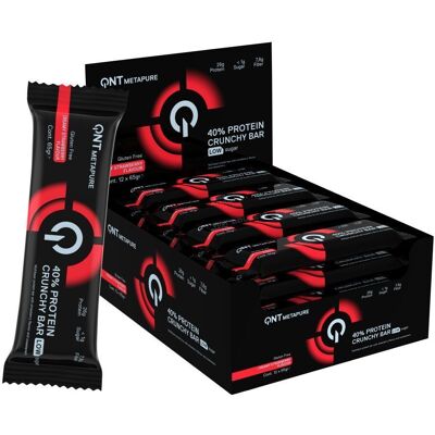 QNT METAPURE Barre protéinée croquante à la fraise Aliment 12x65 g - Publicité QNT METAPURE Barre protéinée croquante à la fraise Aliment 12x65 g - Publicité