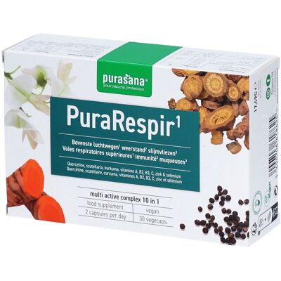 Purasana PuraRespir Végétalien - Capsules Voies respiratoires et immunité - Publicité Purasana PuraRespir Végétalien - Capsules Voies respiratoires et immunité - Publicité