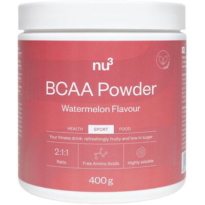 nu3 BCAA en poudre Pastèque - Complément alimentaire - Publicité nu3 BCAA en poudre Pastèque - Complément alimentaire - Publicité