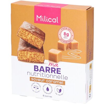 Milical Hyperproteiné Barres Caramel Barre 6 pc(s) - Publicité Milical Hyperproteiné Barres Caramel Barre 6 pc(s) - Publicité