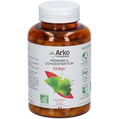 Arkopharma Ginkgo 150 Gélules - Complément Alimentaire - Publicité Arkopharma Ginkgo 150 Gélules - Complément Alimentaire - Publicité