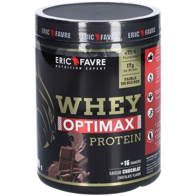 Eric Favre Whey Optimax Protéines - Chocolat - 500g - Poudre de Protéines - Publicité Eric Favre Whey Optimax Protéines - Chocolat - 500g - Poudre de Protéines - Publicité
