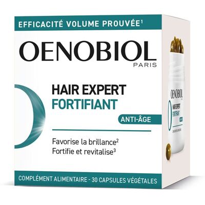 OENOBIOL HAIR EXPERT Fortifiant Anti-Âge - Nouveau Marc de Raisin et Céramides Efficacité prouvée Favorise la brillance Fortifie revitalise Complément alimentaire 30 capsules Programme 1 mois Capsule(S) pc(s) - Publicité OENOBIOL HAIR EXPERT Fortifiant Anti-Âge - Nouveau Marc de Raisin et Céramides Efficacité prouvée Favorise la brillance Fortifie revitalise Complément alimentaire 30 capsules Programme 1 mois Capsule(S) pc(s) - Publicité