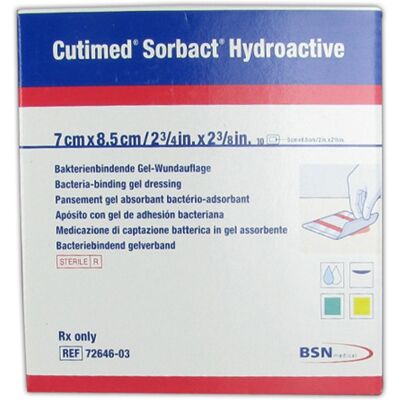 BSN Medical Cutimed Sorbact Hydro 7cm x 8.5cm Compresses 10 pc(s) - Publicité BSN Medical Cutimed Sorbact Hydro 7cm x 8.5cm Compresses 10 pc(s) - Publicité