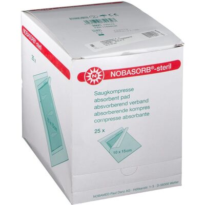 NOBASORB® Compresse absorbante stérile 10 x 15 cm Compresses 25 pc(s) - Publicité NOBASORB® Compresse absorbante stérile 10 x 15 cm Compresses 25 pc(s) - Publicité