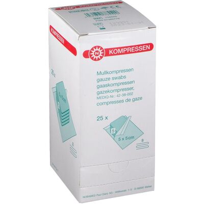 Nobamed Compresse de gaze 5 x cm Compresses 25 pc(s) - Publicité Nobamed Compresse de gaze 5 x cm Compresses 25 pc(s) - Publicité