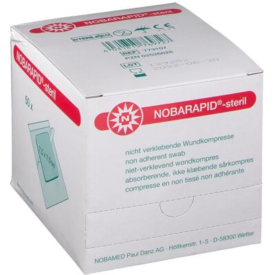 NOBARAPID® -steril Compresse en non tissé adhérante 7,5 x cm Compresses 50 pc(s) - Publicité NOBARAPID® -steril Compresse en non tissé adhérante 7,5 x cm Compresses 50 pc(s) - Publicité