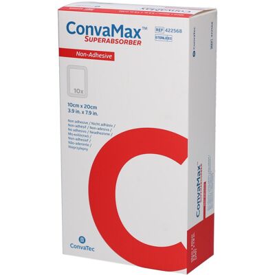 ConvaTec - Convamax Superabsorber - 10x20 cm - 10 pcs - pansement non adhérent - Publicité ConvaTec - Convamax Superabsorber - 10x20 cm - 10 pcs - pansement non adhérent - Publicité