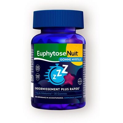 BAYER HEALTHCARE SAS EuphytoseNuit Gomme Sommeil Myrtille - Aide au Sommeil - Publicité BAYER HEALTHCARE SAS EuphytoseNuit Gomme Sommeil Myrtille - Aide au Sommeil - Publicité