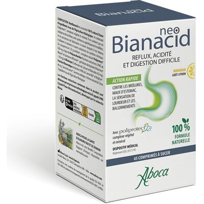 Aboca Gastro-intestinale Neobianacid Reflux Acidité & Digestion Difficile Goût Citron Comprimé(S) À Sucer 45 pc(s) - Publicité Aboca Gastro-intestinale Neobianacid Reflux Acidité & Digestion Difficile Goût Citron Comprimé(S) À Sucer 45 pc(s) - Publicité