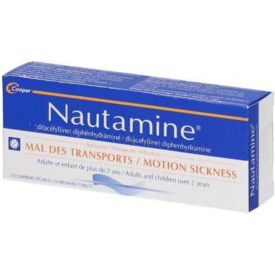 Nautamine® NAUTAMINE - Mal des transports Adultes et enfants de plus 2ans 20 comprimés Comprimé(S) pc(s) - Publicité Nautamine® NAUTAMINE - Mal des transports Adultes et enfants de plus 2ans 20 comprimés Comprimé(S) pc(s) - Publicité