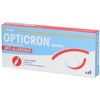 Cooper OPTICRON - Anti-allergique Collyre Affection ophtalmique d'origine allergique Unidoses 10x0,3ml Pipette(S) Unidose(S) 10x0,3 ml - Publicité Cooper OPTICRON - Anti-allergique Collyre Affection ophtalmique d'origine allergique Unidoses 10x0,3ml Pipette(S) Unidose(S) 10x0,3 ml - Publicité