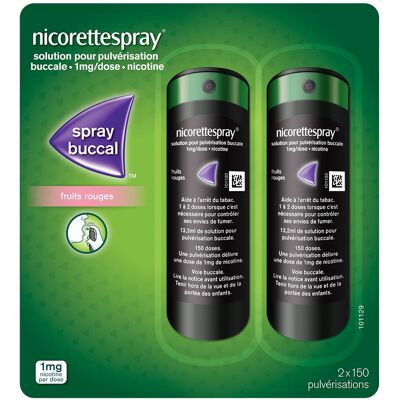 Nicorettespray® Spray Buccal Fruit rouges 1 mg/dose 2 pc(s) - Publicité Nicorettespray® Spray Buccal Fruit rouges 1 mg/dose 2 pc(s) - Publicité