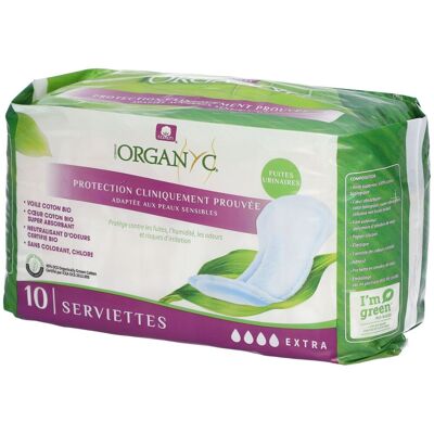 Organyc® Serviettes Flux Extra Serviette hygienique 10 pc(s) - Publicité Organyc® Serviettes Flux Extra Serviette hygienique 10 pc(s) - Publicité