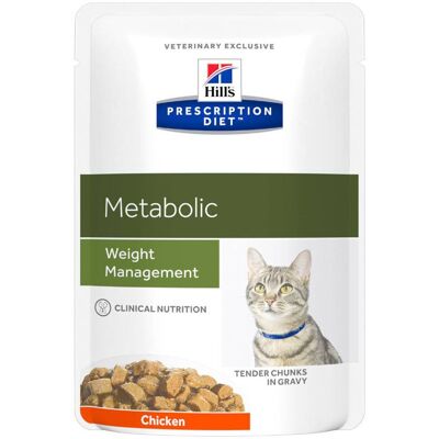 Hills Hill's Prescription Diet Feline Metabolic Weight Management Poulet Sachet(S) 12x85 g - Publicité Hills Hill's Prescription Diet Feline Metabolic Weight Management Poulet Sachet(S) 12x85 g - Publicité