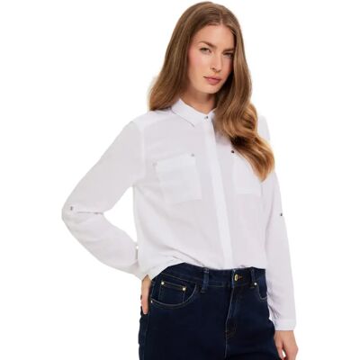 Chemise femme Moodo Z-KO-4809 Blanc S - Publicité Chemise femme Moodo Z-KO-4809 Blanc S - Publicité