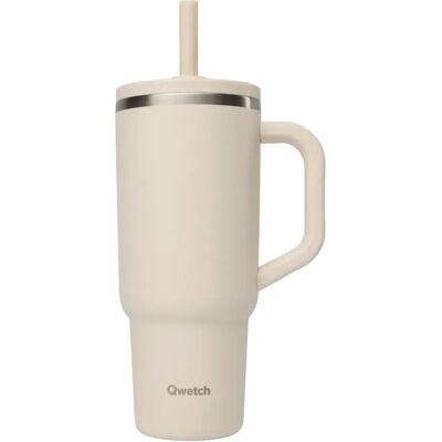 Mug de voyage isotherme avec bouchon Qwetch Beige 900 ml - Publicité Mug de voyage isotherme avec bouchon Qwetch Beige 900 ml - Publicité