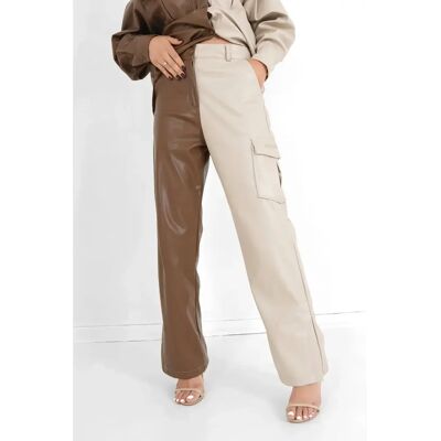 Pantalon simili cuir femme Sixth June Beige M - Publicité Pantalon simili cuir femme Sixth June Beige M - Publicité