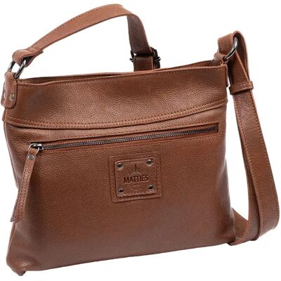 Sac bandoulière en cuir naturel Matties Bags Essence Marron 27x23x05 cm - Publicité Sac bandoulière en cuir naturel Matties Bags Essence Marron 27x23x05 cm - Publicité