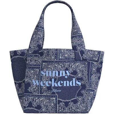 Sac bandoulière en toile à motif paisley avec poignées courtes femme s.Oliver Bleu TU - Publicité Sac bandoulière en toile à motif paisley avec poignées courtes femme s.Oliver Bleu TU - Publicité
